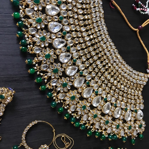 Green kundan bridal set